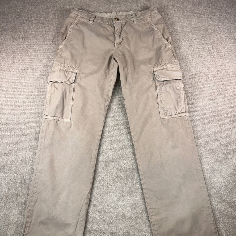 Brunello Cucinelli Mens Tan Khaki Cotton Cargo Pants Made in Italy Size 46 IT